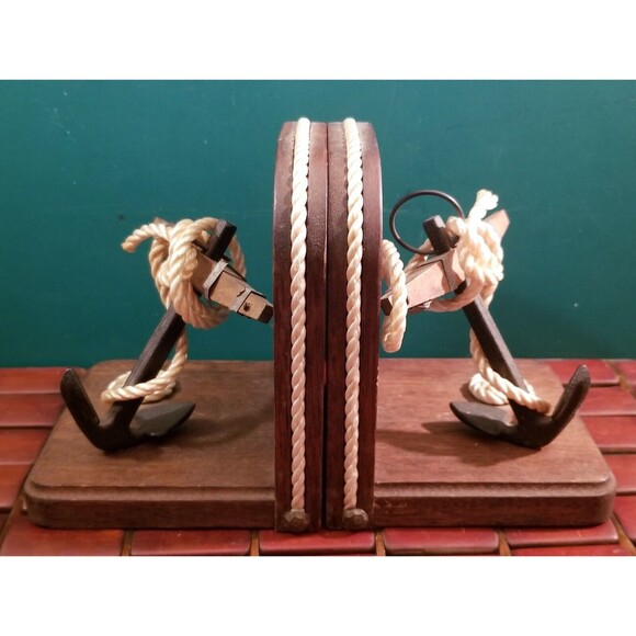 Vintage Mid Century Napcoware Nautical Ship Anchors Bookends Made In Japan - Picture 4 of 7